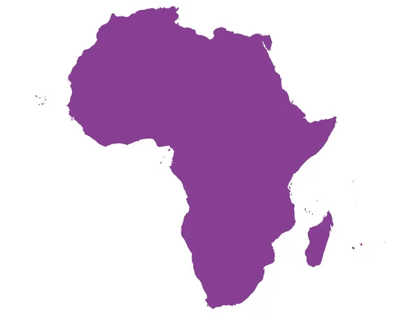 Плоская Фиолетовая Карта Африки Белом Фоне Национальных Границ — стоковый вектор