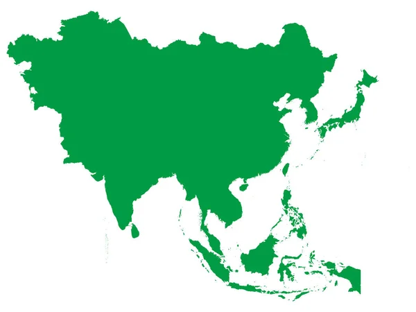 国境のない白い背景のアジアの平らな緑の地図 — ストックベクタ