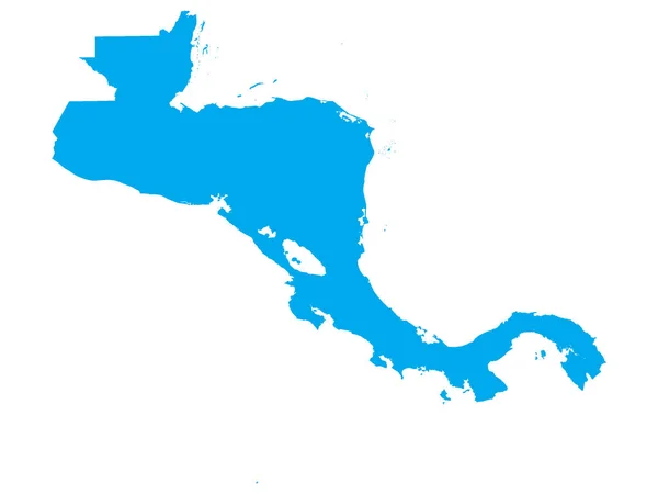 Flat Blue Map Central America White Background National Country Borders — Stockový vektor