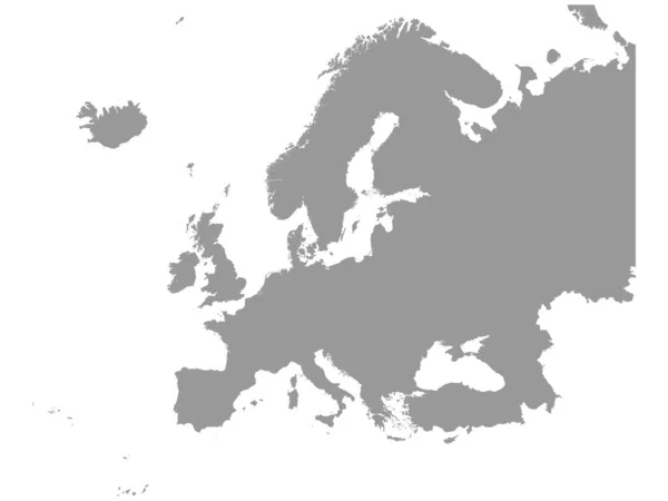 Platte Grijze Kaart Van Europa Witte Achtergrond Zonder Landsgrenzen — Stockvector