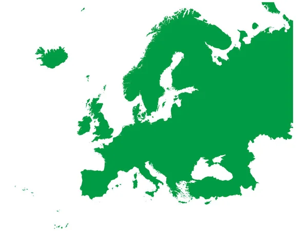 Mapa Plano Verde Europa Sobre Fondo Blanco Sin Fronteras Nacionales — Vector de stock