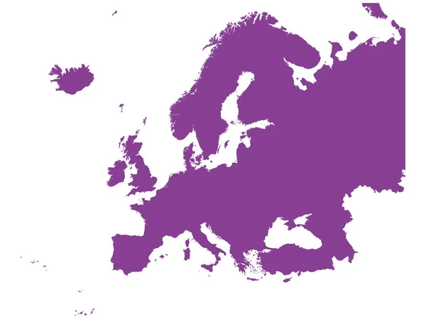 Flat Purple Map Europe White Background National Country Borders — Stock Vector