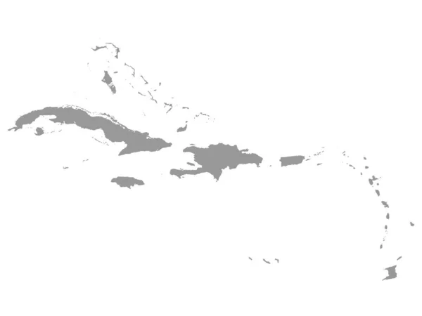 Mapa Gris Plano Del Caribe Sobre Fondo Blanco — Archivo Imágenes Vectoriales