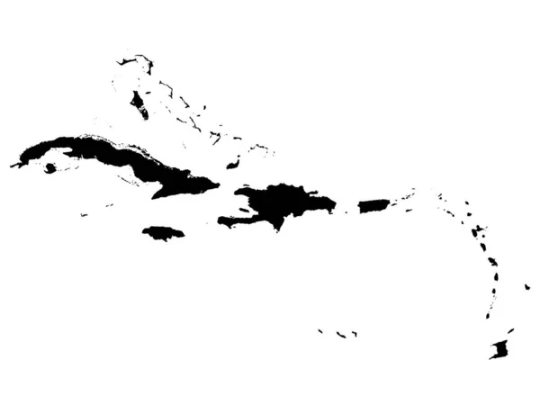 Peta Hitam Datar Karibia Latar Belakang Putih - Stok Vektor