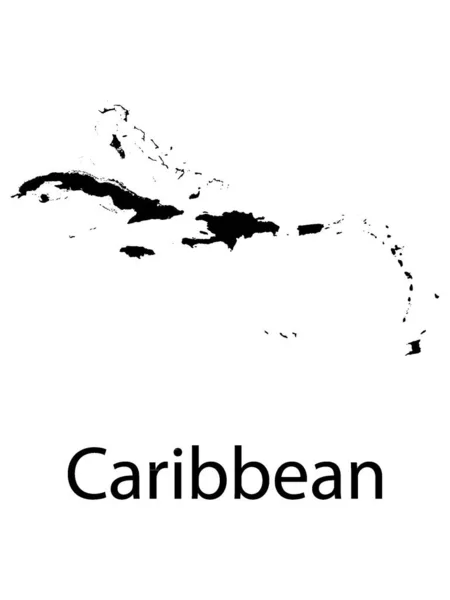 Carte Noire Plate Des Caraïbes Sur Fond Blanc Avec Étiquette — Image vectorielle