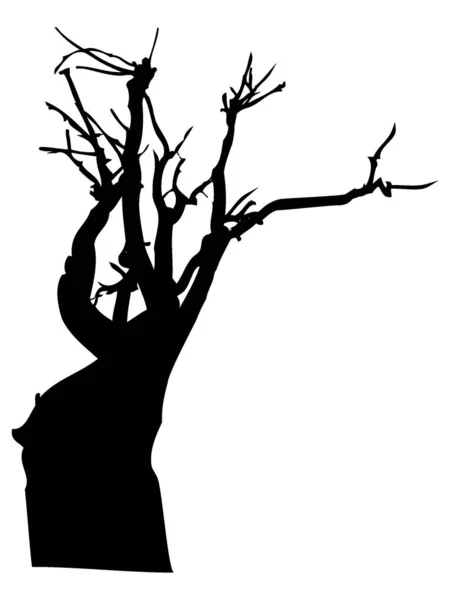 Εικονογράφηση Διάνυσμα Ενός Μαύρου Halloween Silhouette Σύμβολο Του Στοιχειωμένου Δέντρου — Διανυσματικό Αρχείο