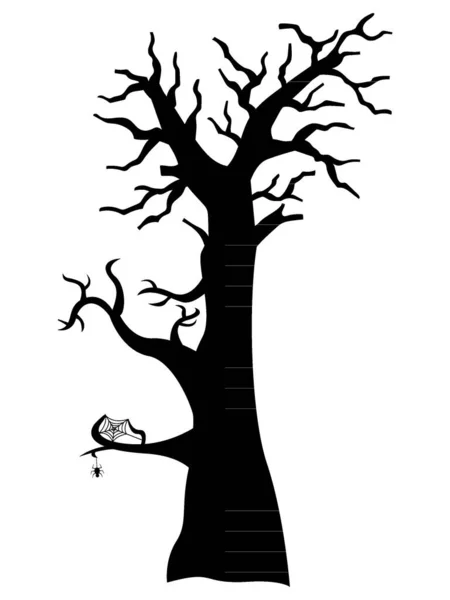 Ilustración Vectorial Una Silueta Negra Halloween Símbolo Del Árbol Embrujado — Vector de stock