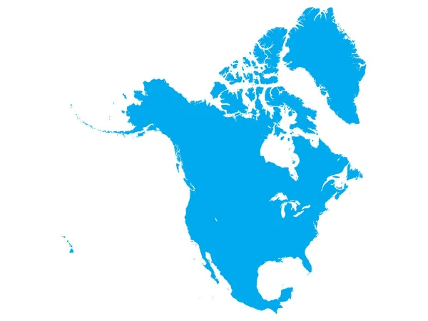 Επίπεδος Μπλε Πολιτικός Χάρτης Της Βόρειας Αμερικής Χωρίς Εθνικά Σύνορα — Διανυσματικό Αρχείο