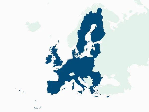 Flat Blue Political Map European Union National Country Borders Cyan — 스톡 벡터