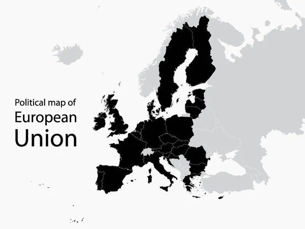 Plano Negro Mapa Político Unión Europea Sin Fronteras Nacionales Con — Vector de stock