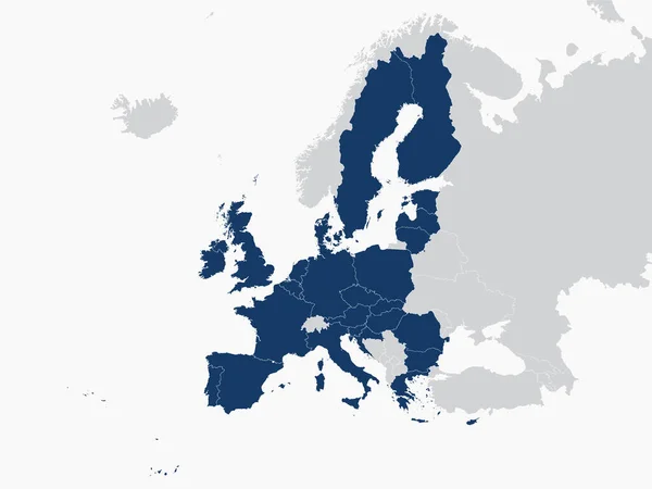 Plano Azul Mapa Político Unión Europea Con Fronteras Nacionales Dentro — Archivo Imágenes Vectoriales