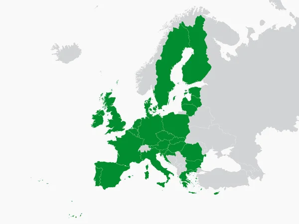 Mapa Político Plano Verde Unión Europea Con Fronteras Nacionales Dentro — Archivo Imágenes Vectoriales