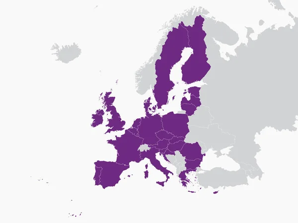 Platte Paarse Politieke Kaart Van Europese Unie Met Nationale Landgrenzen — Stockvector