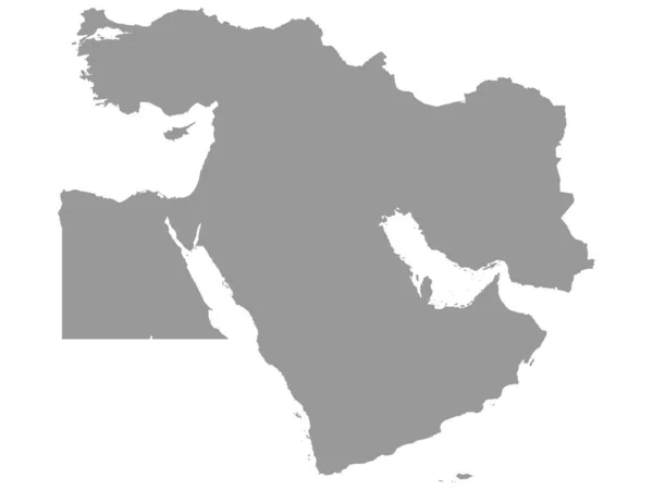 Plochá Šedá Politická Mapa Blízkého Východu Bez Státních Hranic — Stockový vektor