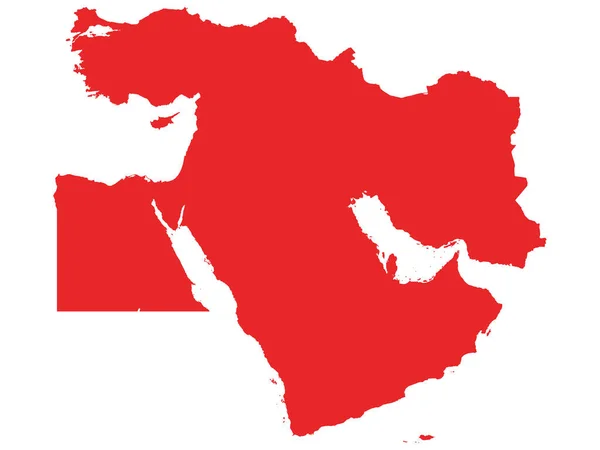 国境なき中東の平らな赤い政治地図 — ストックベクタ