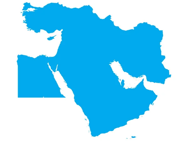 中东无国界平蓝色政治地图 — 图库矢量图片