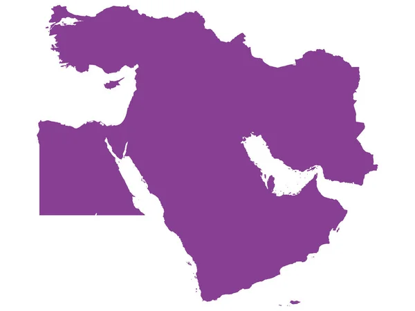 Carte Politique Violette Plate Moyen Orient Sans Frontières Nationales — Image vectorielle