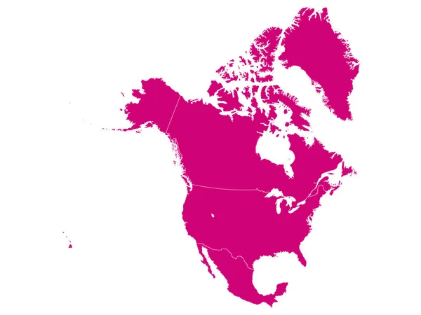Mapa Rosa América Norte Eua Canadá México Fundo Branco Com —  Vetores de Stock