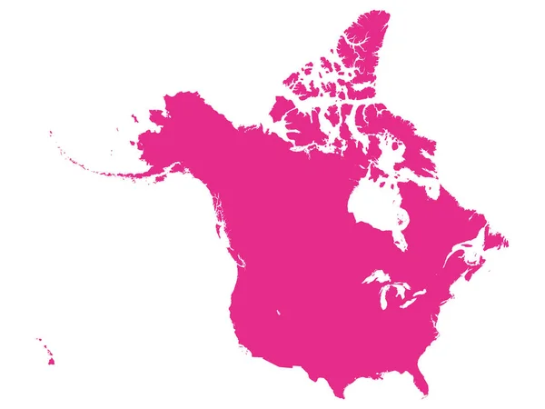 Mapa Rosa América Norte Eua Canadá Fundo Branco Sem Fronteiras — Vetor de Stock