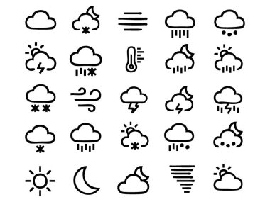 Siyah ve Beyaz Hava Simgesi Seti