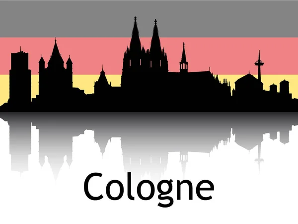 Cityscape Panorama Reflection Background National Flag Cologne Germany — 스톡 벡터