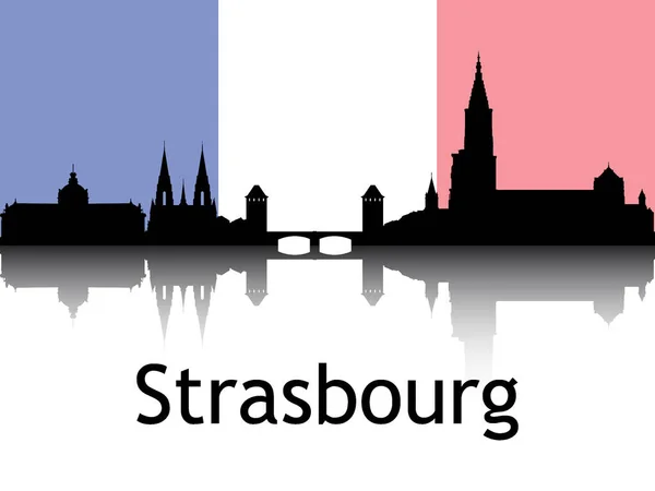 Черный Силуэт Отталкивания Фоне Национального Флигеля Страсбурга Франция — стоковый вектор