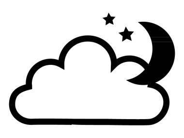 Bulutlu Gece için Siyah ve Beyaz Hava Tahminleri Simgesi