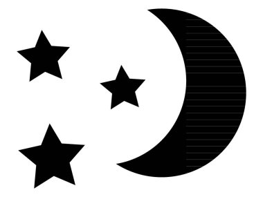 Açık Gece için Siyah ve Beyaz Hava Tahminleri Simgesi