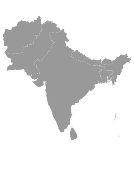 Mapa Político Gris Del Sur Asia Con Fronteras Nacionales — Vector de stock