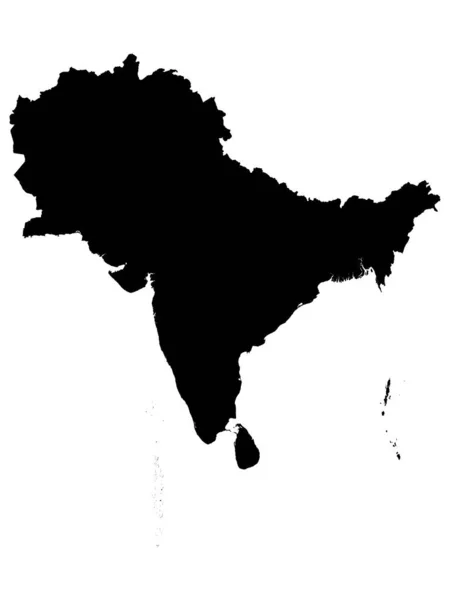 Mapa Negro Sul Ásia Sem Fronteiras País — Vetor de Stock