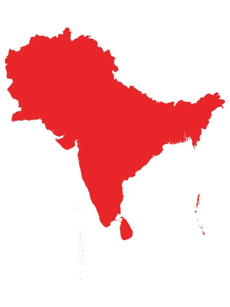 Κόκκινος Χάρτης Της Νότιας Ασίας Χωρίς Σύνορα Χωρών — Διανυσματικό Αρχείο