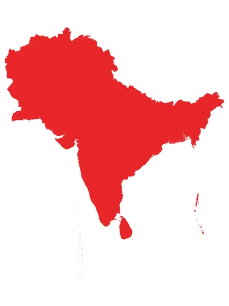 Mapa Rojo Asia Meridional Sin Fronteras — Archivo Imágenes Vectoriales