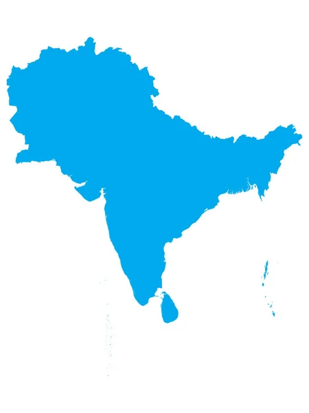 Ülke Sınırları Olmayan Güney Asya Nın Mavi Haritası — Stok Vektör