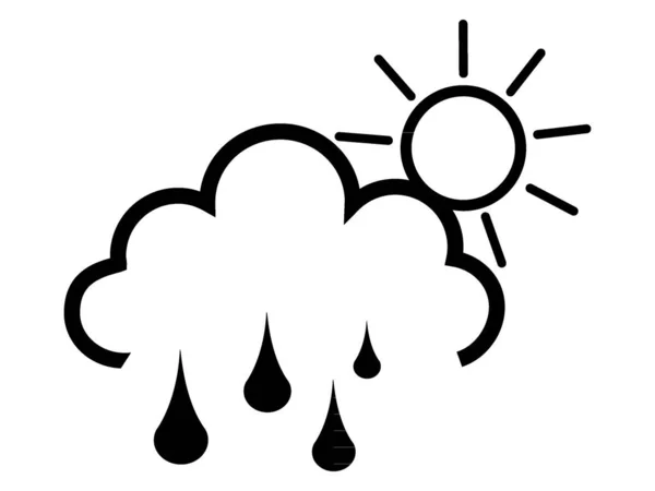 Black White Weather Forecast Icon Light Rain Lofi — Stock Vector