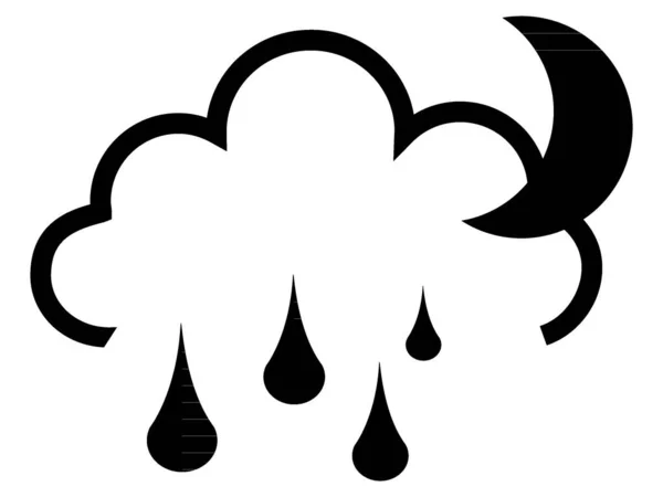 Black White Weather Forecast Icon Heavy Pour Lightning — Stock Vector