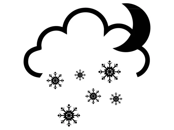 雪の夜の黒と白の天気予報アイコン — ストックベクタ