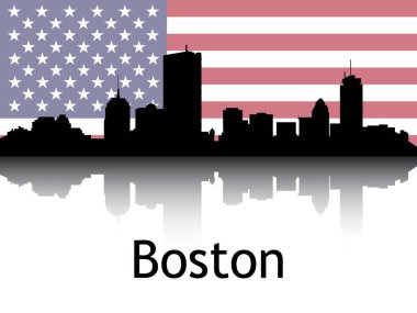 Siyah Siluet Şehir Manzarası Panorama Yansıması Dallas, Teksas Ulusal Bayrağı