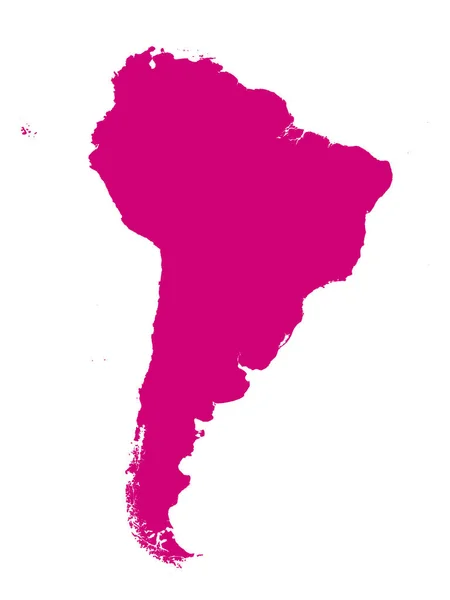 Pink Flat Vector Mappa Del Sud America Sfondo Bianco — Vettoriale Stock