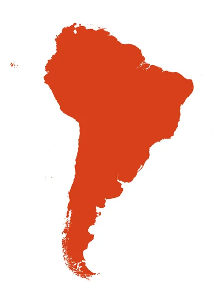 Red Flat Vector Map South America White Background — 스톡 벡터