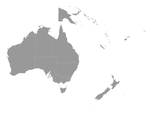 Mapa Vectorial Plano Gris Oceanía Con Fronteras Nacionales Sobre Fondo — Archivo Imágenes Vectoriales