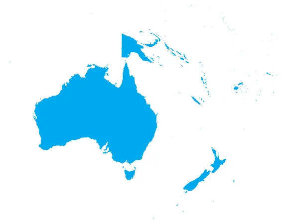 Blauwe Plattegrond Van Oceanië Witte Achtergrond — Stockvector