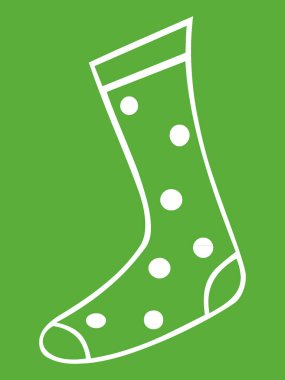 Yeşil Arkaplanda Noel Çorabı İçin Basit Beyaz Özet Sembolü