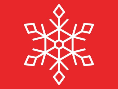 Kızıl Arkaplanda Kar Tanesinin Beyaz Noel Sembolü Simgesi