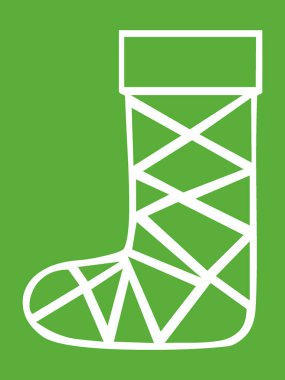 Yeşil Arkaplanda Noel Çorabı İçin Basit Beyaz Özet Sembolü