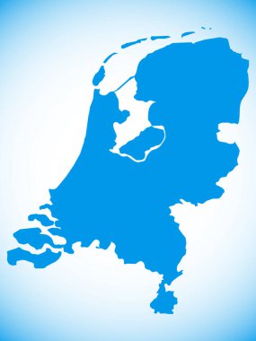 Mavi Gradyan Arkaplanı Üzerine Avrupa 'nın Hollanda Ülkesinin Mavi Haritası