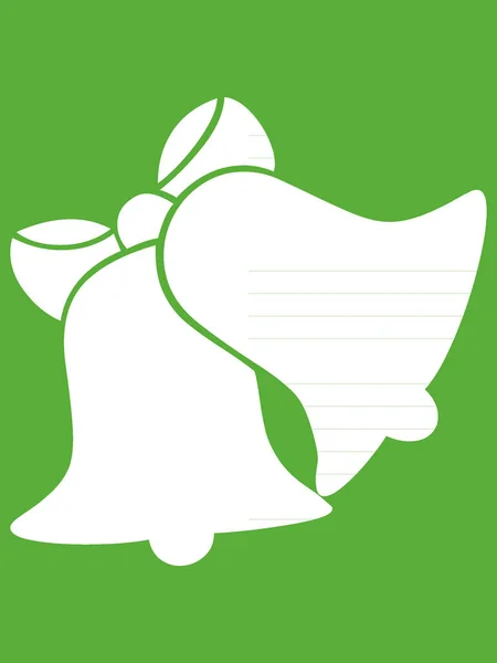 Einfaches Weißes Umrissenes Symbol Für Eine Weihnachtsglocke Auf Grünem Hintergrund — Stockvektor