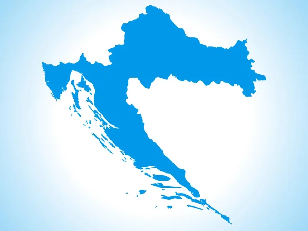 Niebieska Mapa Europejskiego Kraju Chorwacji Tle Niebieskiego Gradientu — Wektor stockowy