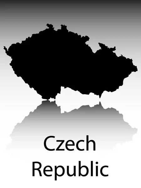 Czarno Oznakowana Sylwetka Mapa Europejskiego Kraju Czechów Refleksją Szarym Tle — Wektor stockowy