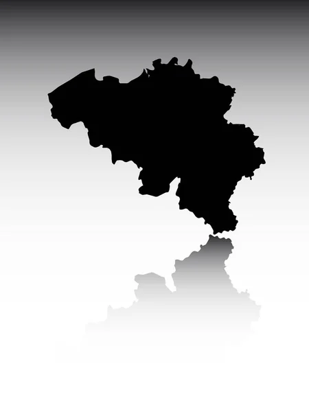 Black Silhouette Map European Country Belgium Reflection Gray Gradient Background — стоковий вектор