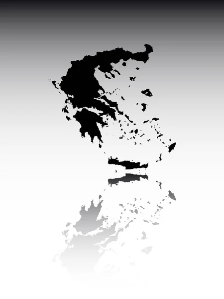 欧洲国家希腊的黑色轮廓图 浅谈灰度背景 — 图库矢量图片
